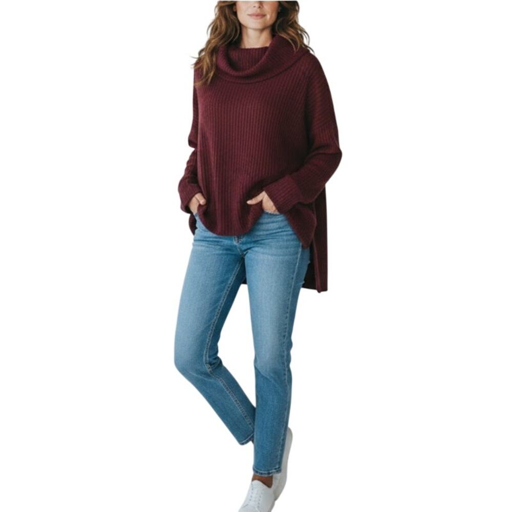 FREE PEOPLE Thermal Top-Tunic XS Split Back Oversized Boho Fairy Cottagecore NWT